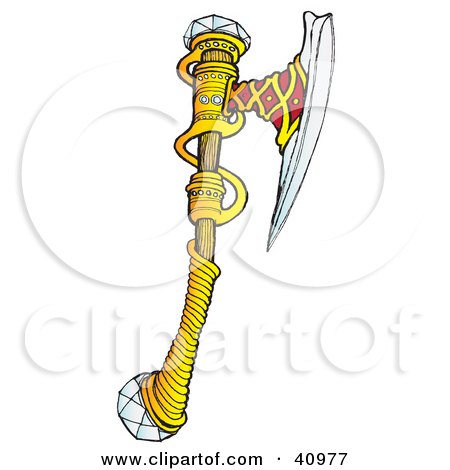 Clipart Illustration of a Medieval Axe With A Sharp Blade by Snowy