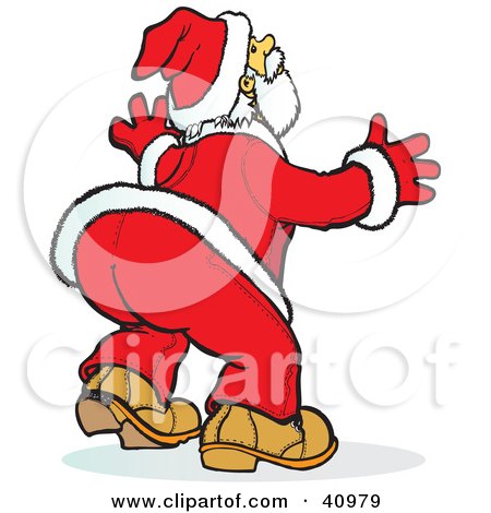 Clipart Illustration of Santa In A Red Suit, Looking Upwards by Snowy