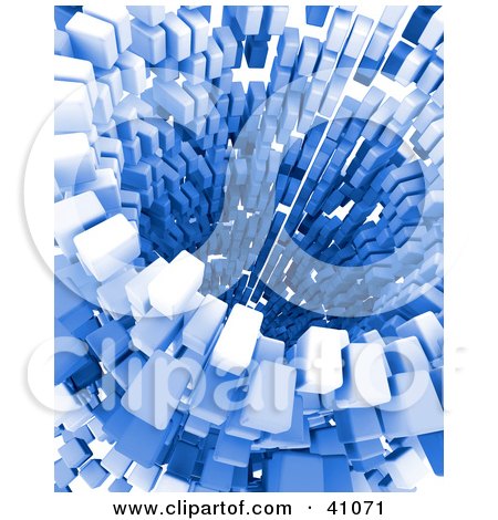 Clipart Illustration of a 3d Tunnel Formed Of Blue Blocks by KJ Pargeter