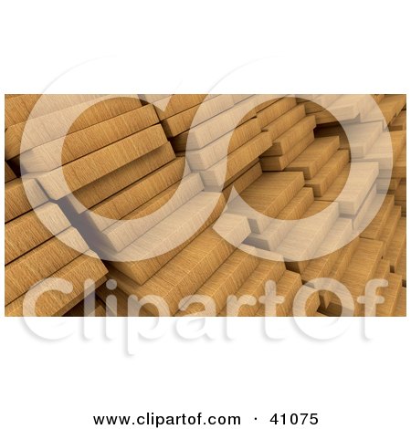 Clipart Illustration of a Background Of 3d Wood Planks by KJ Pargeter