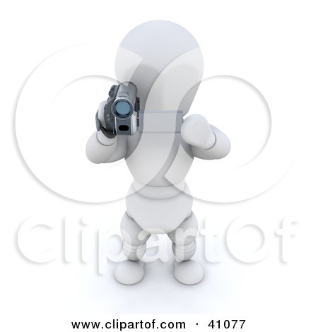 Clipart Illustration of a 3d White Character Recording Home Videos by KJ Pargeter