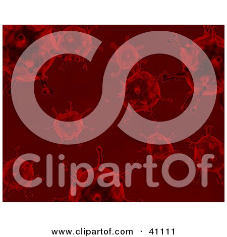 Clipart Illustration of a Red Background Of Bacteria by KJ Pargeter