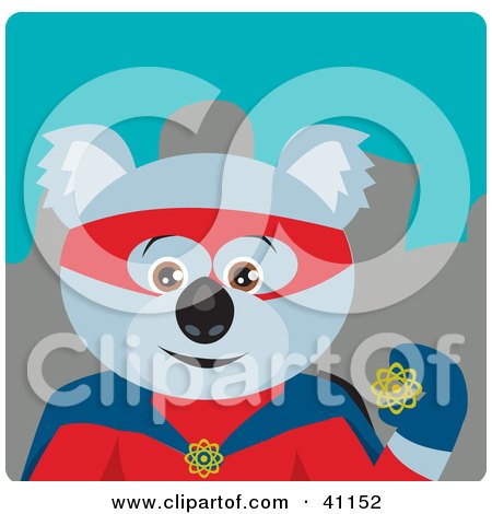 Clipart Illustration of a Male Koala Bear Super Hero Character by Dennis Holmes Designs