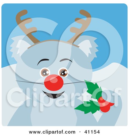 Clipart Illustration of a Christmas Koala Bear Rudolph The Red Nosed Reindeer Character by Dennis Holmes Designs