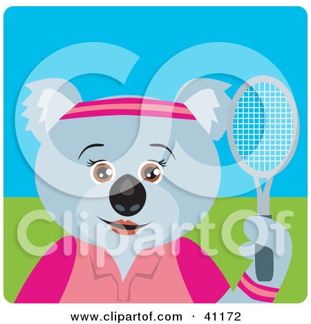 Clipart Illustration of a Koala Bear Female Tennis Character by Dennis Holmes Designs