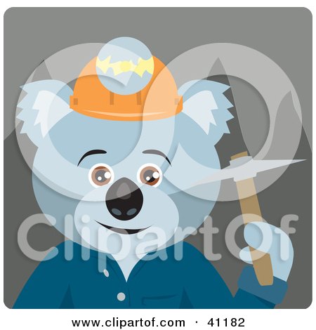 Clipart Illustration of a Koala Bear Miner Character by Dennis Holmes Designs