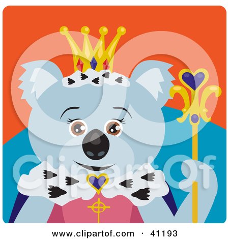 Clipart Illustration of a Koala Bear Queen Character by Dennis Holmes Designs
