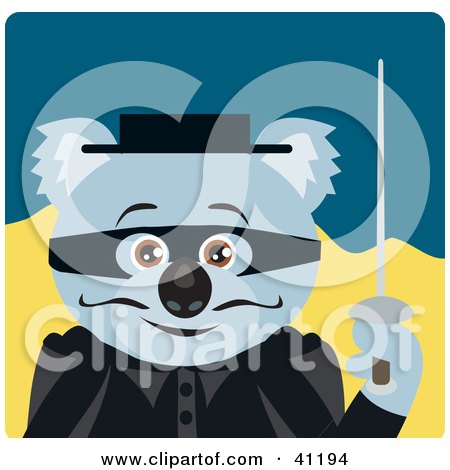 Clipart Illustration of a Koala Bear Magician Character by Dennis Holmes Designs