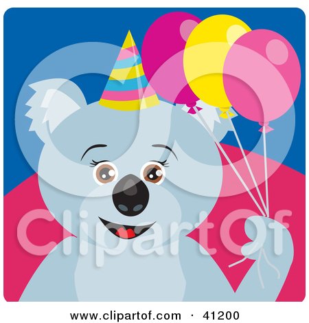 Clipart Illustration of a Koala Bear Party Character by Dennis Holmes Designs