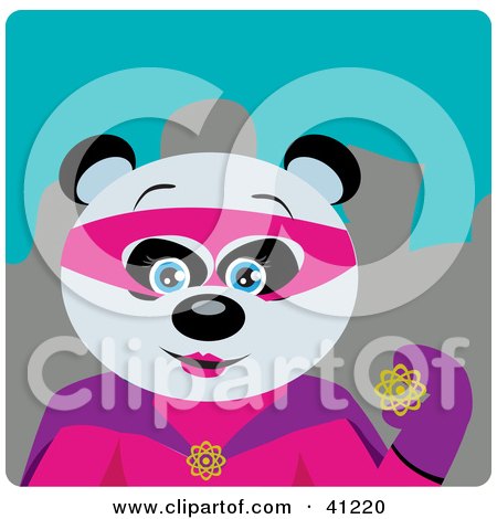 Clipart Illustration of a Giant Panda Bear Female Super Hero Character by Dennis Holmes Designs
