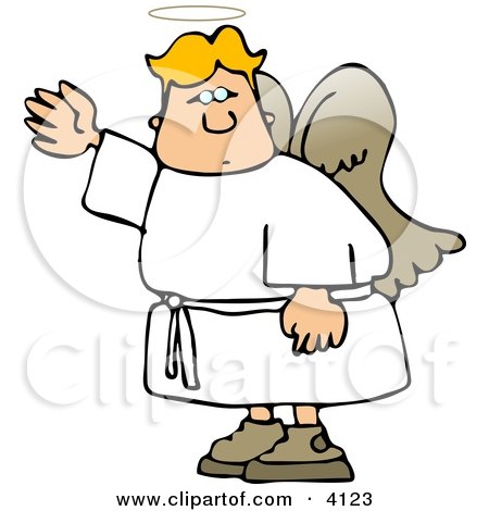 Male Angel Waving His Hand in the Air Clipart by djart