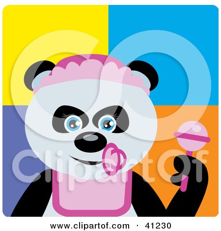 Clipart Illustration of a Giant Panda Baby Girl Bear Character by Dennis Holmes Designs