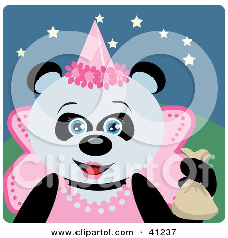 Clipart Illustration of a Giant Panda Princess Halloween Bear Character by Dennis Holmes Designs