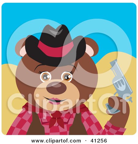 Clipart Illustration of a Brown Bear Cowgirl Character by Dennis Holmes Designs