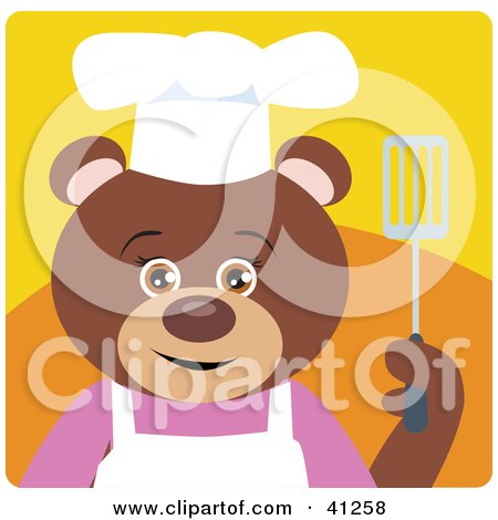 Clipart Illustration of a Brown Bear Chef Character by Dennis Holmes Designs