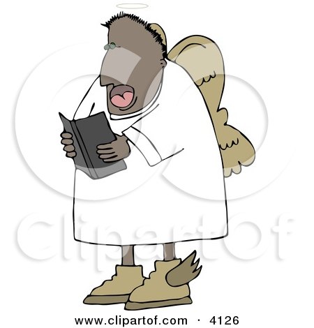 African American Angel Reading from a Bible Clipart by djart