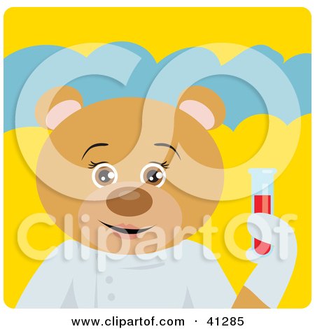 Clipart Illustration of a Bear Scientist Character by Dennis Holmes Designs