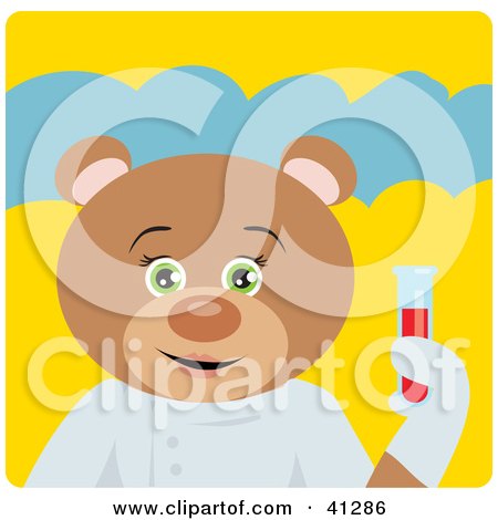 Clipart Illustration of a Scientist Teddy Bear Character by Dennis Holmes Designs