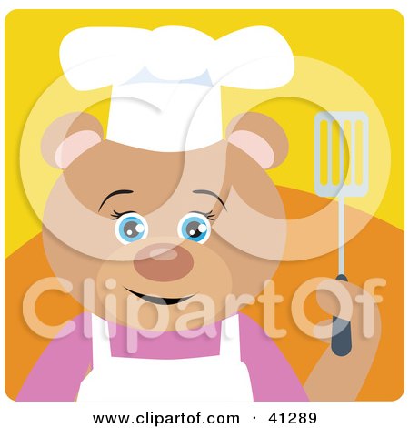 Clipart Illustration of a Teddy Bear Chef Character by Dennis Holmes Designs
