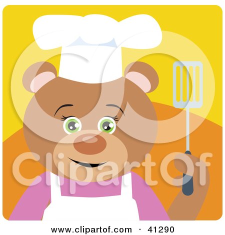 Clipart Illustration of a Bear Chef Character by Dennis Holmes Designs