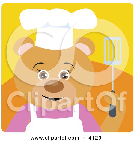 Clipart Illustration of a Chef Teddy Bear Character by Dennis Holmes Designs