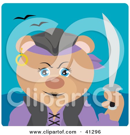 Clipart Illustration of a Bear Female Pirate Character by Dennis Holmes Designs