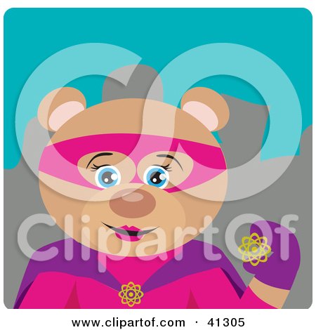 Clipart Illustration of a Female Bear Super Hero Character by Dennis Holmes Designs