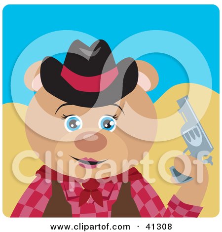 Clipart Illustration of a Teddy Bear Cowgirl Character by Dennis Holmes Designs