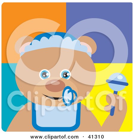 Clipart Illustration of a Teddy Bear Baby Boy Character by Dennis Holmes Designs