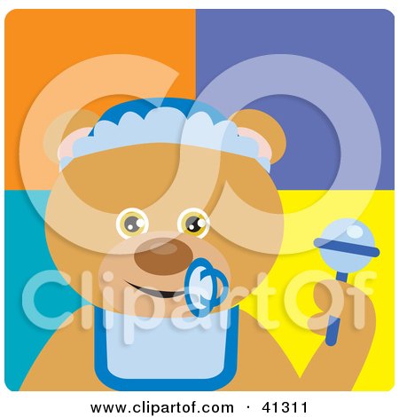 Clipart Illustration of a Bear Baby Boy Character by Dennis Holmes Designs