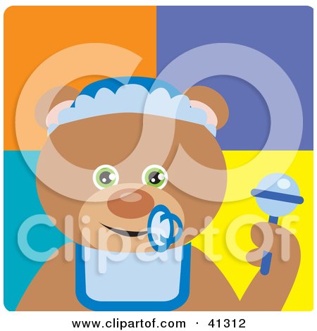 Clipart Illustration of a Baby Boy Teddy Bear Character by Dennis Holmes Designs