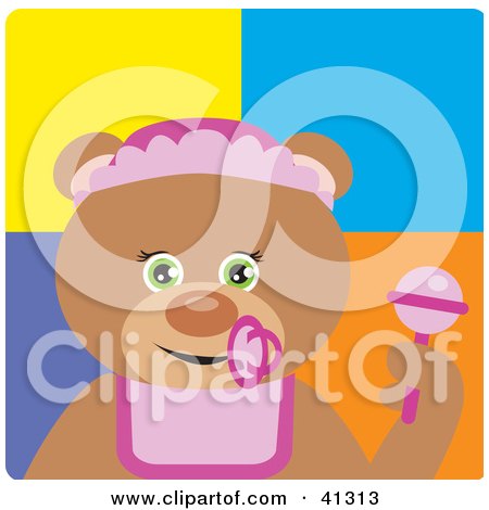Clipart Illustration of a Teddy Bear Baby Girl Character by Dennis Holmes Designs