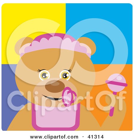 Clipart Illustration of a Bear Baby Girl Character by Dennis Holmes Designs