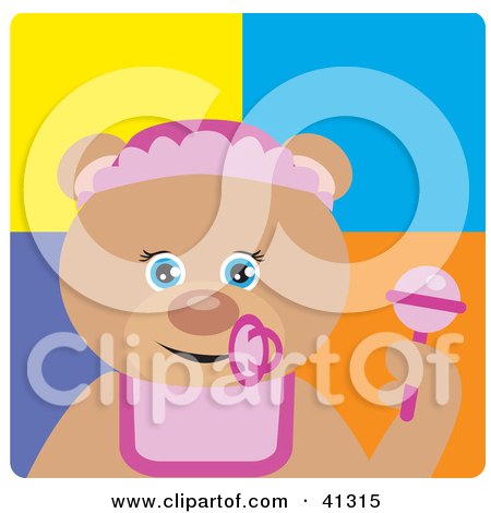 Clipart Illustration of a Baby Girl Teddy Bear Character by Dennis Holmes Designs