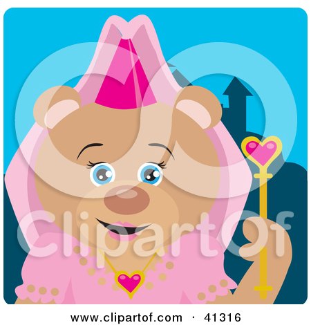 Clipart Illustration of a Teddy Bear Princess Character by Dennis Holmes Designs