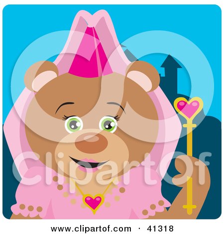 Clipart Illustration of a Princess Teddy Bear Character by Dennis Holmes Designs