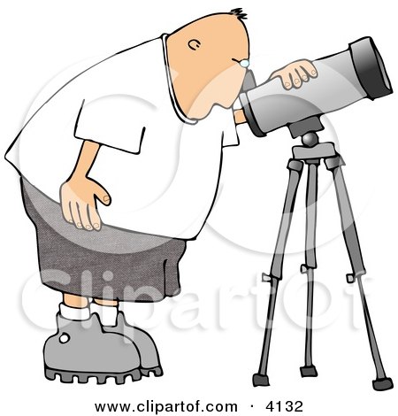 Male Astronomer Looking Through a Telescope Clipart by djart