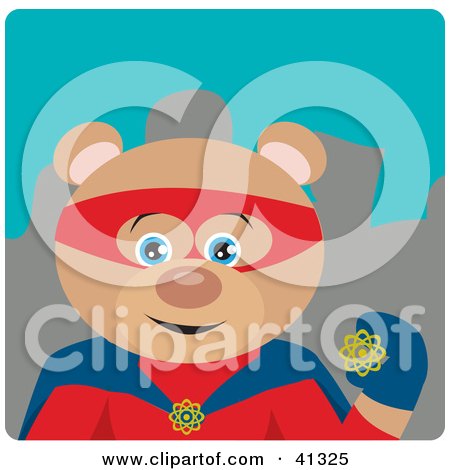 Clipart Illustration of a Teddy Bear Hero Character by Dennis Holmes Designs