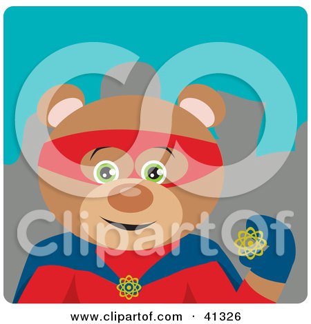 Clipart Illustration of a Bear Hero Character by Dennis Holmes Designs