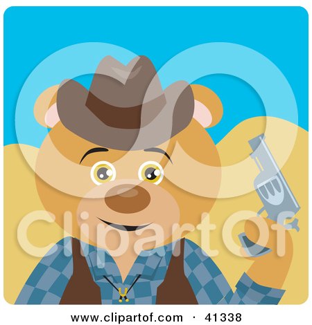 Clipart Illustration of a Bear Cowboy Character by Dennis Holmes Designs