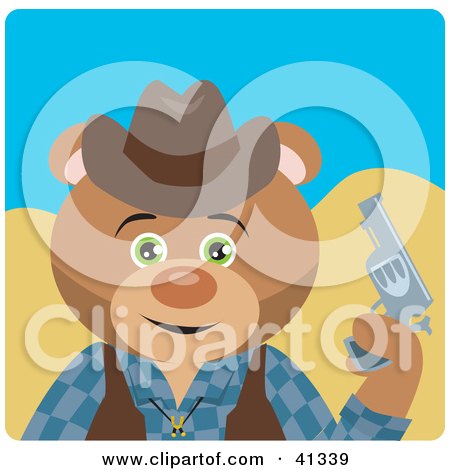 Clipart Illustration of a Cowboy Bear Character by Dennis Holmes Designs