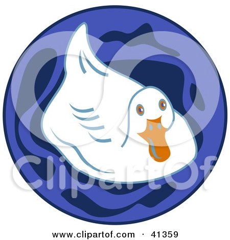 Clipart Illustration of a White Duck in a Blue Pond by Prawny