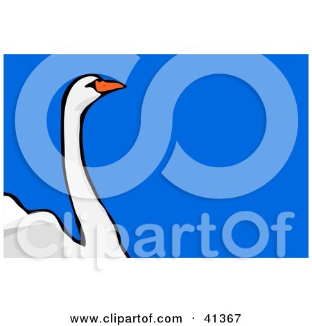 Clipart Illustration of a Mute Swan With A Long Neck Over Blue by Prawny