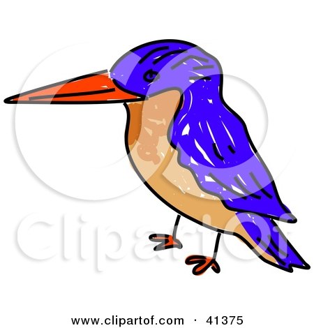 Clipart Illustration of a Blue Kingfisher With A Brown Belly by Prawny