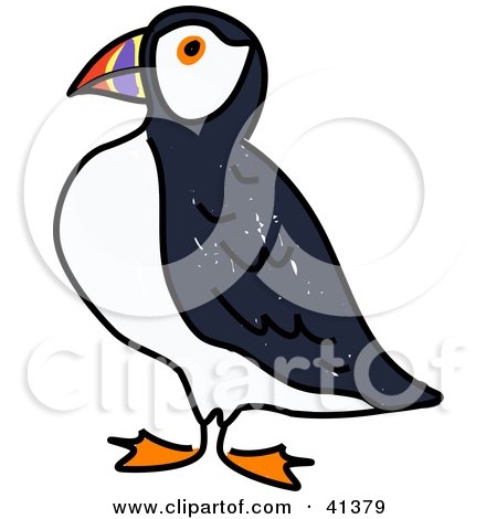 Clipart Illustration of a Proud Puffin Bird In Profile by Prawny