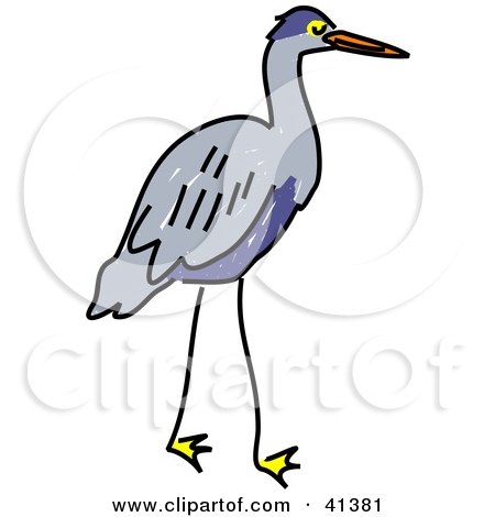 Clipart Illustration of a Gray Heron With A Blue Belly by Prawny