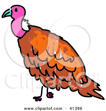 Clipart Illustration of a Pink Headed Vulture by Prawny