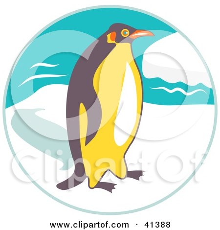 Clipart Illustration of a Brown And Yellow Penguin Walking On Sea Ice by Prawny