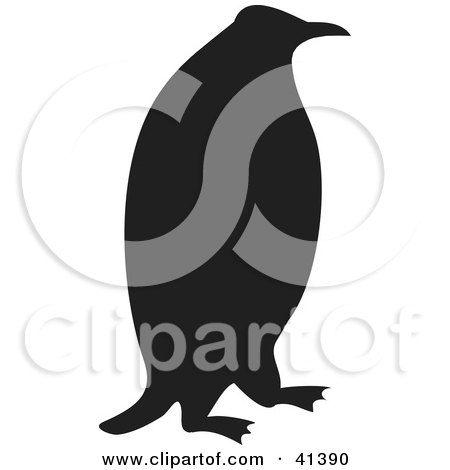 Clipart Illustration of a Black Penguin Silhouette by Prawny