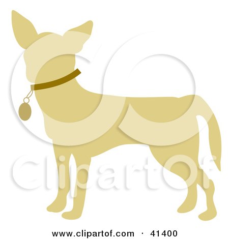 Clipart Illustration of a Beige Profiled Chihuahua Dog Wearing A Brown Collar by Prawny